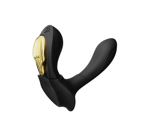 Черный вибромассажёр в трусики Aya с насадкой и пультом ДУ