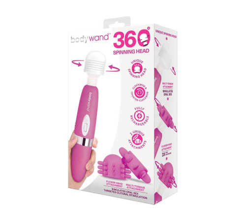 Розовый ротационный жезловый вибратор с двумя насадками 360° Spinning Head Wand Massager Set Розовый ротационный жезловый вибратор с двумя насадками 360° Spinning Head Wand Massager Set