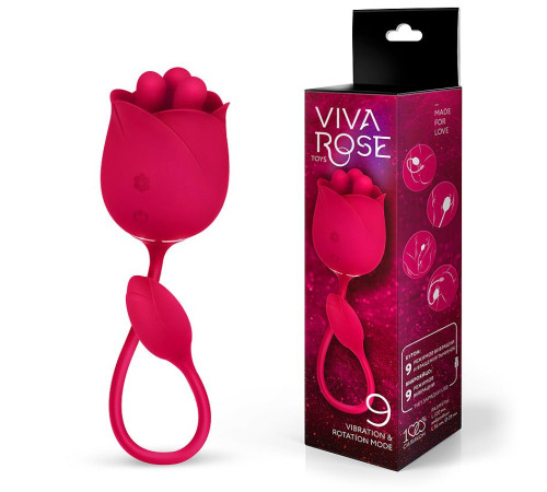 Малиновый вибростимулятор-бутон с вращающимися тычинками