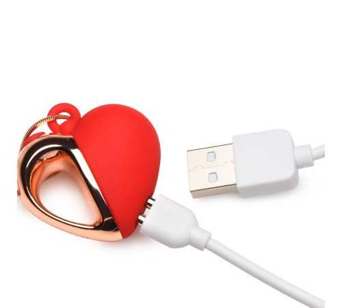 Красное ожерелье с подвеской-вибратором 10X Vibrating Silicone Heart Necklace