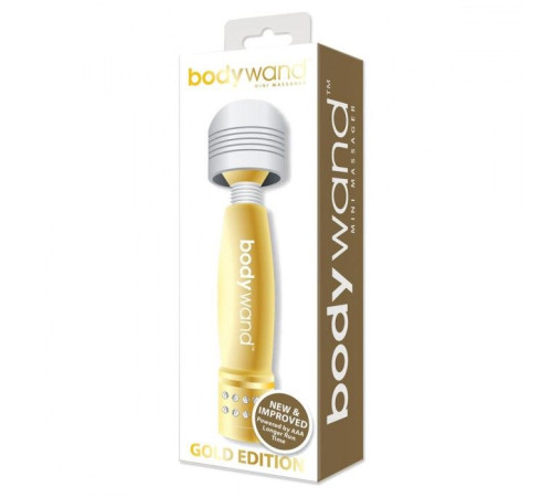 Золотистый жезловый мини-вибратор с кристаллами Mini Massager Gold Edition Золотистый жезловый мини-вибратор с кристаллами Mini Massager Gold Edition