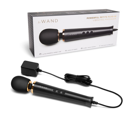 Черный проводной вибратор Le Wand Petite Vibrating Massager - 25 см.