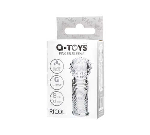 Прозрачная рельефная насадка на палец Ricol - 8 см.