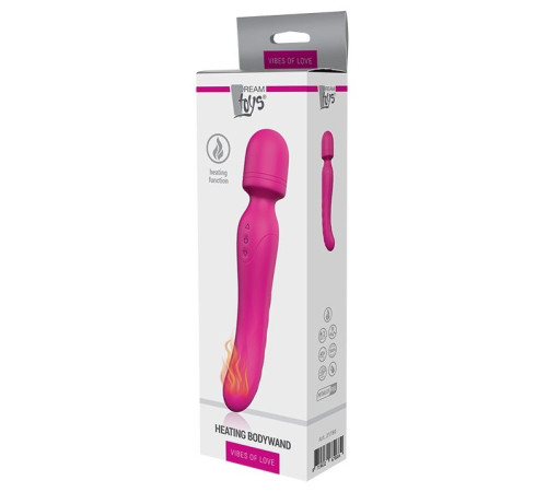 Ярко-розовый жезловый вибратор Heating Bodywand с нагревом - 23,2 см.