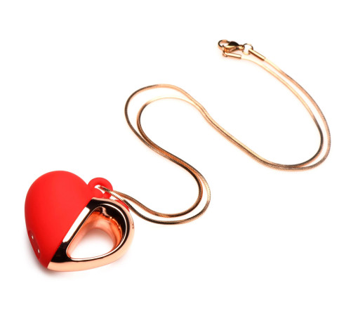 Красное ожерелье с подвеской-вибратором 10X Vibrating Silicone Heart Necklace
