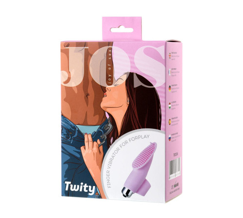 Нежно-розовая вибронасадка на палец JOS TWITY - 10,2 см.