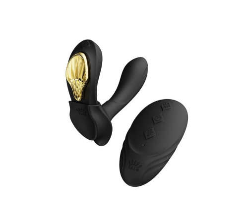 Черный вибромассажёр в трусики Aya с насадкой и пультом ДУ