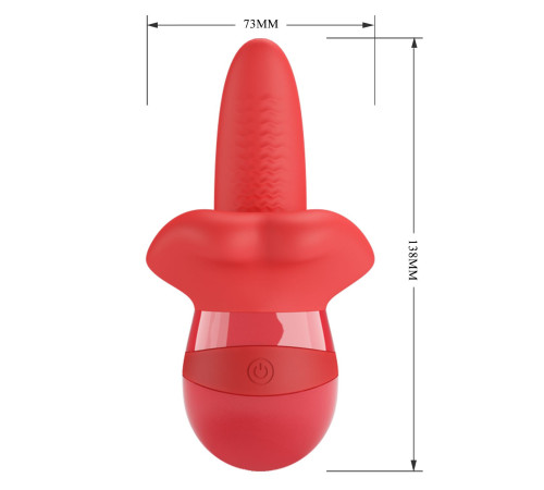 Красный вибратор с подвижным язычком Obelia