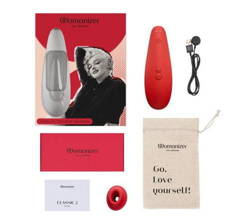Красный бесконтактный клиторальный стимулятор Womanizer Marilyn Monroe Special Edition