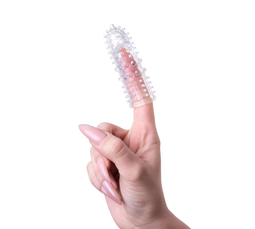 Прозрачная рельефная насадка на палец Arbo - 8 см.