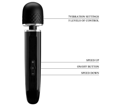 Черный мощный жезловый вибратор с изогнутой ручкой Charming Massager - 24 см. Черный мощный жезловый вибратор с изогнутой ручкой Charming Massager - 24 см.