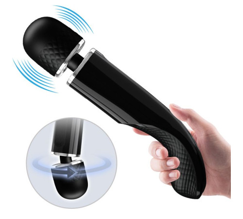Черный мощный жезловый вибратор с изогнутой ручкой Charming Massager - 24 см. Черный мощный жезловый вибратор с изогнутой ручкой Charming Massager - 24 см.
