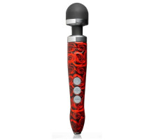 Красный беспроводной wand-вибратор Doxy Die Cast 3R с принтом в виде роз на рукояти - 28 см.