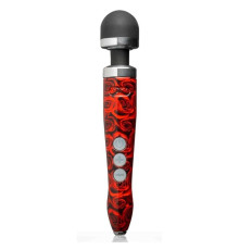 Красный беспроводной wand-вибратор Doxy Die Cast 3R с принтом в виде роз на рукояти - 28 см.