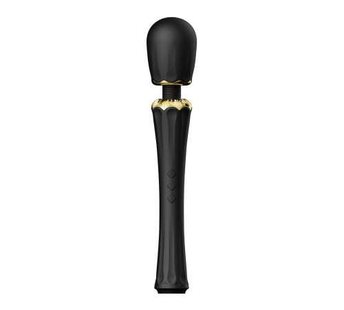 Черный wand-вибратор Kyro с 2 насадками