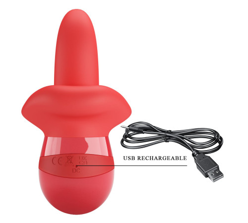 Красный вибратор с подвижным язычком Obelia