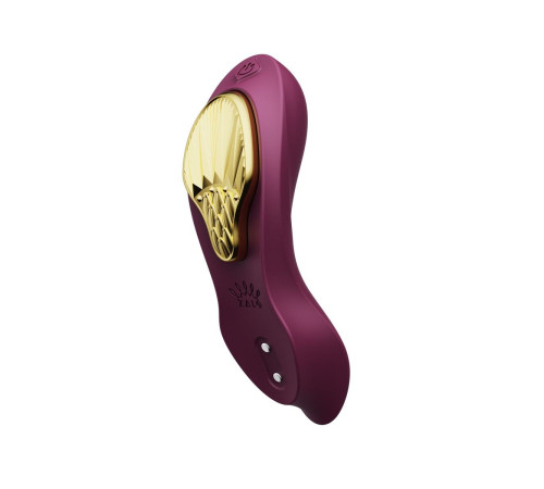 Фиолетовый вибромассажёр в трусики Aya с насадкой и пультом ДУ