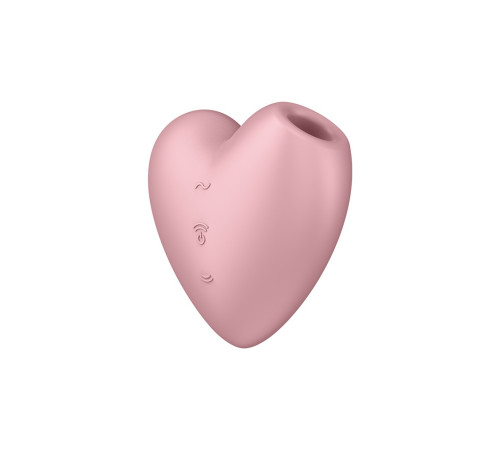 Розовый вибромассажер Cutie Heart с вакуум-волновой стимуляцией