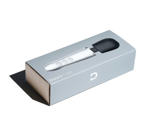 Серебристо-черный вибратор Doxy Go - 16,2 см.