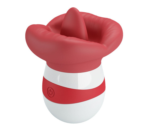 Красно-белый клиторальный стимулятор в форме рта Mina