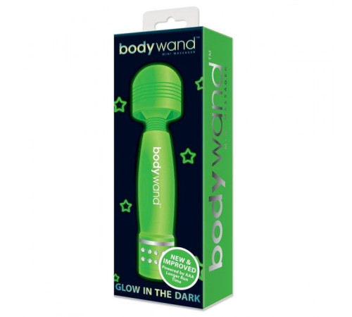 Светящийся в темноте жезловый мини-вибратор с кристаллами Mini Massager Glow In The Dark