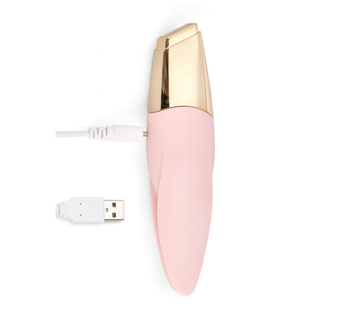 Нежно-розовый мини-вибратор с раздвоенным кончиком - 12,3 см.