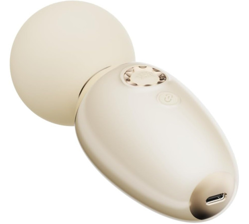 Бежевый мини-вибратор с функцией нагрева Ava