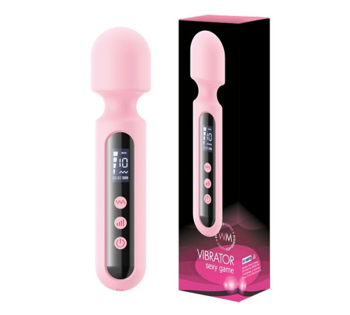 Розовый wand-вибратор с дисплеем