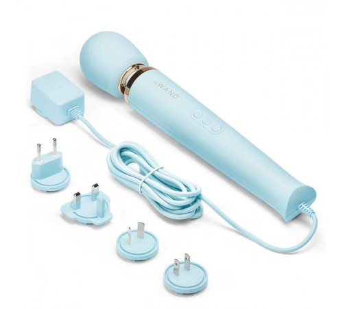 Голубой проводной вибромассажер Le Wand Sky Blue с 10 скоростями