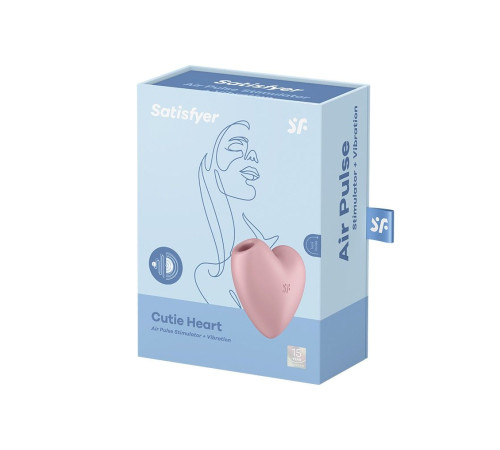Розовый вибромассажер Cutie Heart с вакуум-волновой стимуляцией
