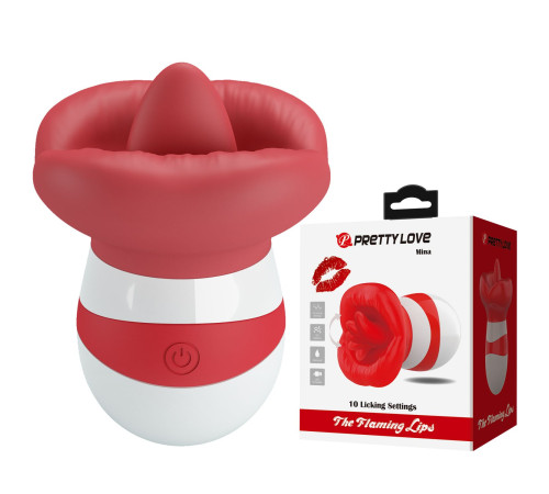 Красно-белый клиторальный стимулятор в форме рта Mina