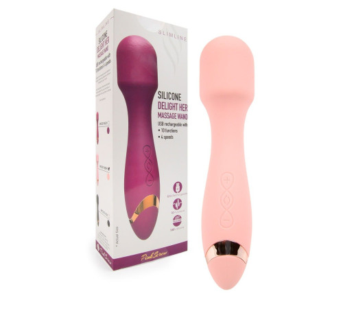 Нежно-розовый силиконовый wand-вибратор - 18,5 см.