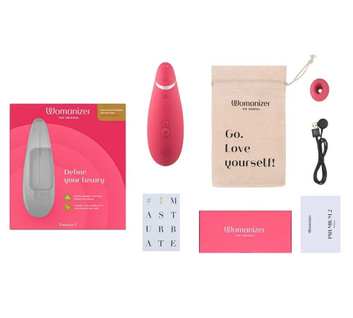 Розовый клиторальный стимулятор Womanizer Premium 2