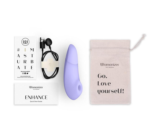 Сиреневый бесконтактный клиторальный стимулятор Womanizer Enhance с вибрацией