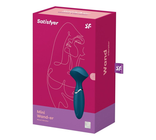 Синий вибромассажер Mini Wand-er - 16 см.