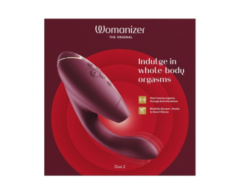 Заказать Бордовый бесконтактный клиторальный стимулятор Womanizer Duo 2