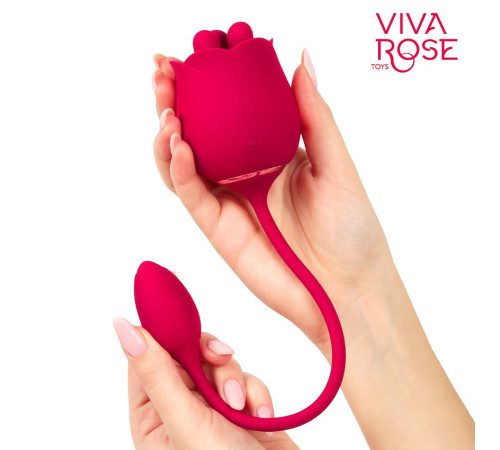 Малиновый вибростимулятор-бутон с вращающимися тычинками