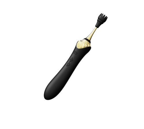 Черный клиторальный вибростимулятор с насадками Bess