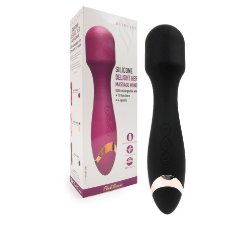 Черный силиконовый wand-вибратор - 18,5 см.