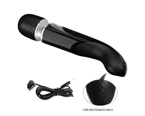 Заказать Черный мощный жезловый вибратор с изогнутой ручкой Charming Massager - 24 см. Заказать Черный мощный жезловый вибратор с изогнутой ручкой Charming Massager - 24 см.