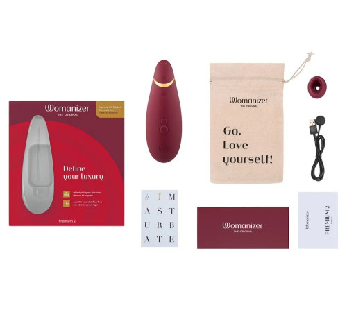 Бордовый клиторальный стимулятор Womanizer Premium 2 Бордовый клиторальный стимулятор Womanizer Premium 2