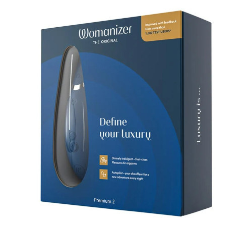 Синий клиторальный стимулятор Womanizer Premium 2