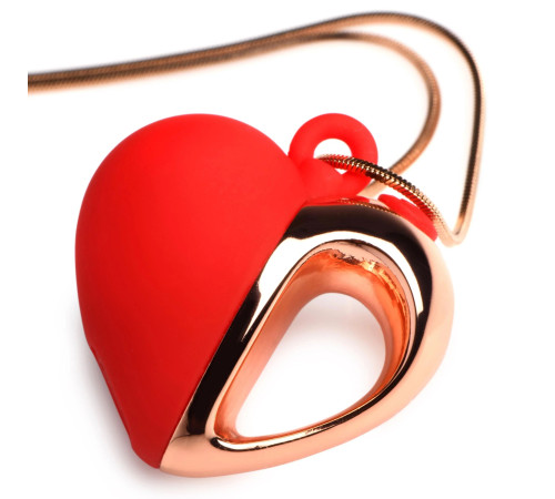 Красное ожерелье с подвеской-вибратором 10X Vibrating Silicone Heart Necklace