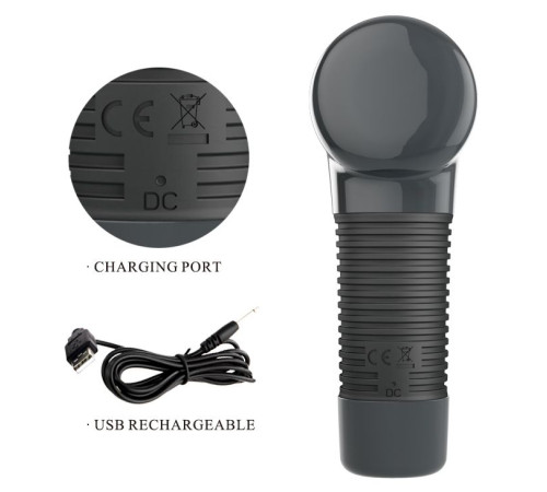 Темно-серый клиторальный вибромассажер Magic Gun - 19,9 см.