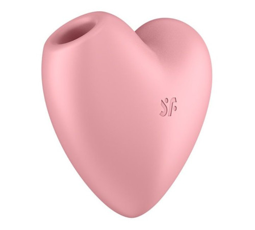 Розовый вибромассажер Cutie Heart с вакуум-волновой стимуляцией