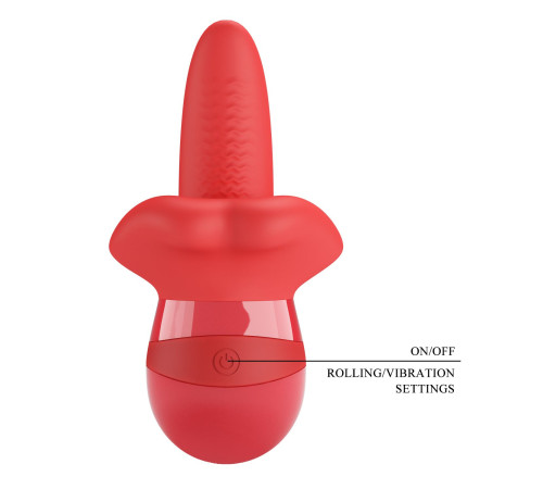 Красный вибратор с подвижным язычком Obelia