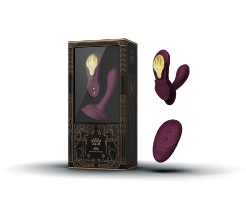 Фиолетовый вибромассажёр в трусики Aya с насадкой и пультом ДУ