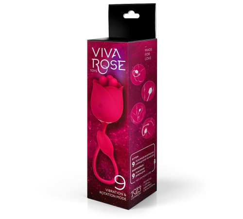 Малиновый вибростимулятор-бутон с вращающимися тычинками