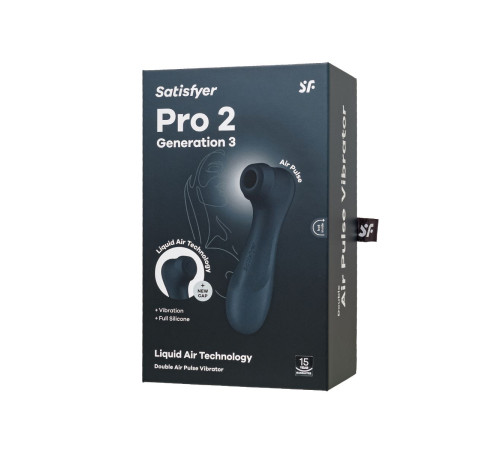 Черный вакуумный стимулятор клитора Satisfyer Pro 2 Generation 3