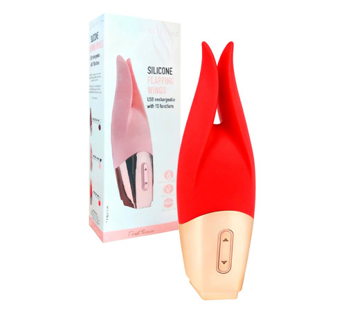 Красный мини-вибратор с раздвоенным кончиком - 12,3 см.